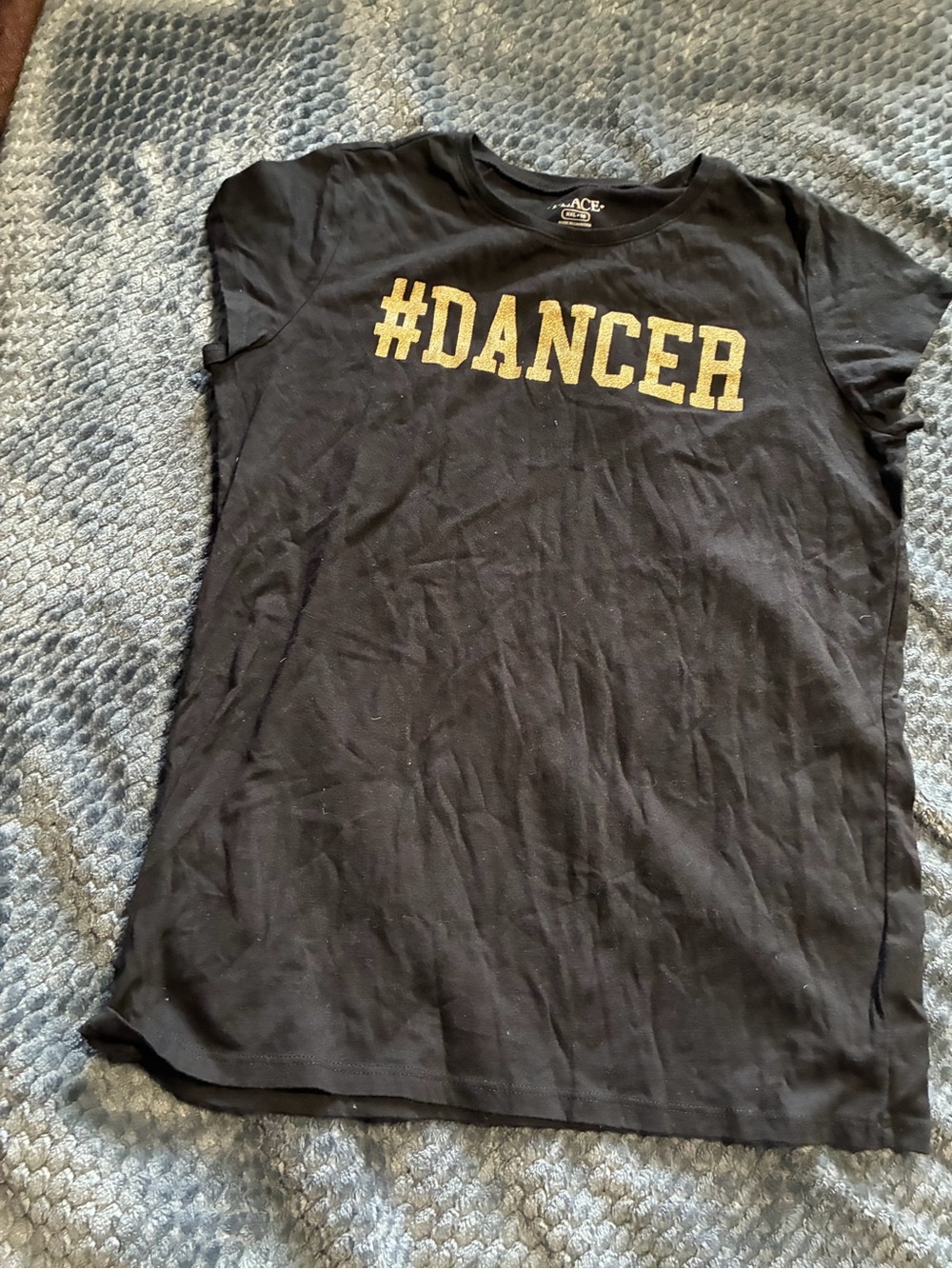 The Children's Place Black Tee with Gold "#DANCER" Graphic